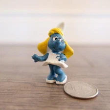 VINTAGE 70’S SALE - 1971 Schleich Peyo SMURFETTE White Polka Dot Dress 20034