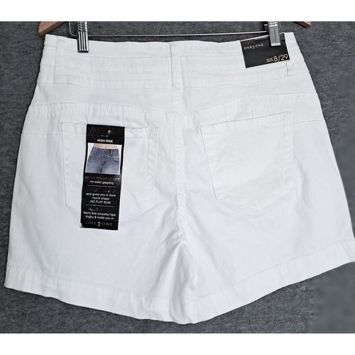 One 5 One 151 Jeans White Denim Shorts Women's 8 Bombshell High Rise Button Fly - Picture 7 of 12