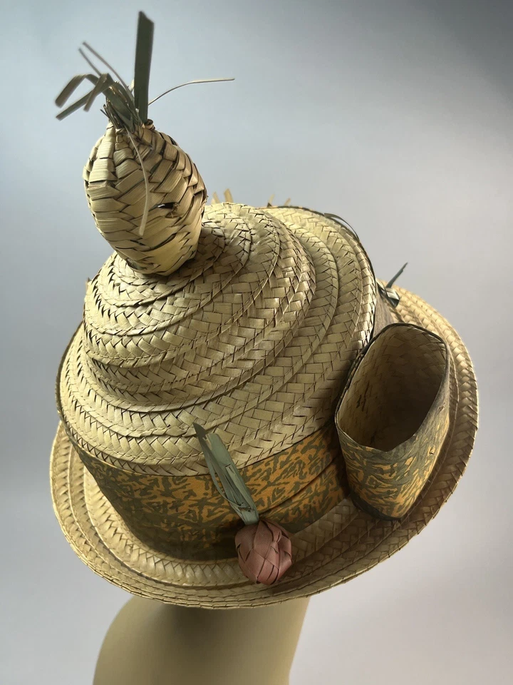 Sombrero de Paja de Colección Fedora Novedad Caribe Playa Piña y Porta Cigarrillos Foto 4 de 4