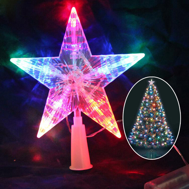 LED Star Christmas Tree Topper Light Xmas Treetop Ornament Outdoor