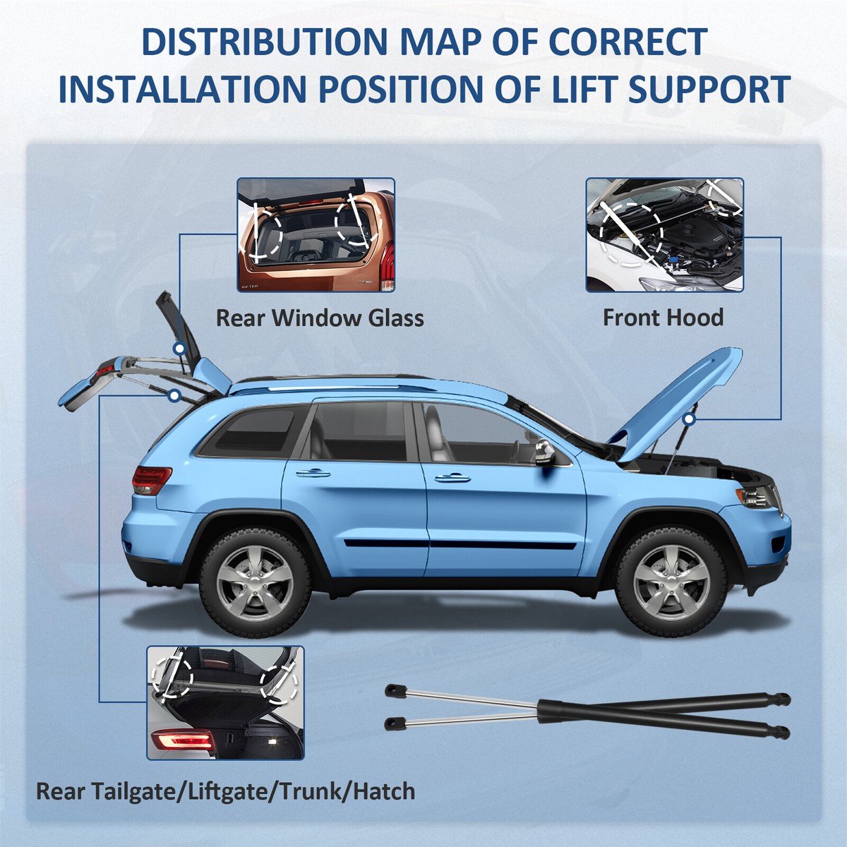 Pair Of Rear Trunk Liftgate Support Struts For Lincoln MKX 2007-2015 - Set Of 2 Shocks 3 thumbnail image