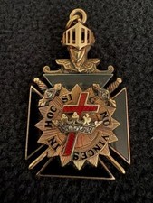 Vintage Rare 10k Gold .4oz Masonic Knight Templar Jeweled Black Onyx Fob Pendant