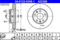 2X ATE 24.0122-0308.1 Bremsscheibe FüR Renault