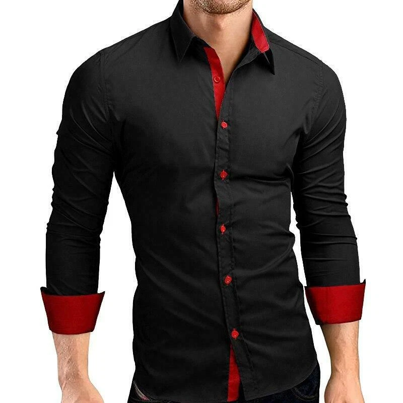 Tarjeta postal preferible rueda Camisas Para Hombre Manga Larga De Vestir Camisa Formal Slim Fit Para Hombre  New | eBay