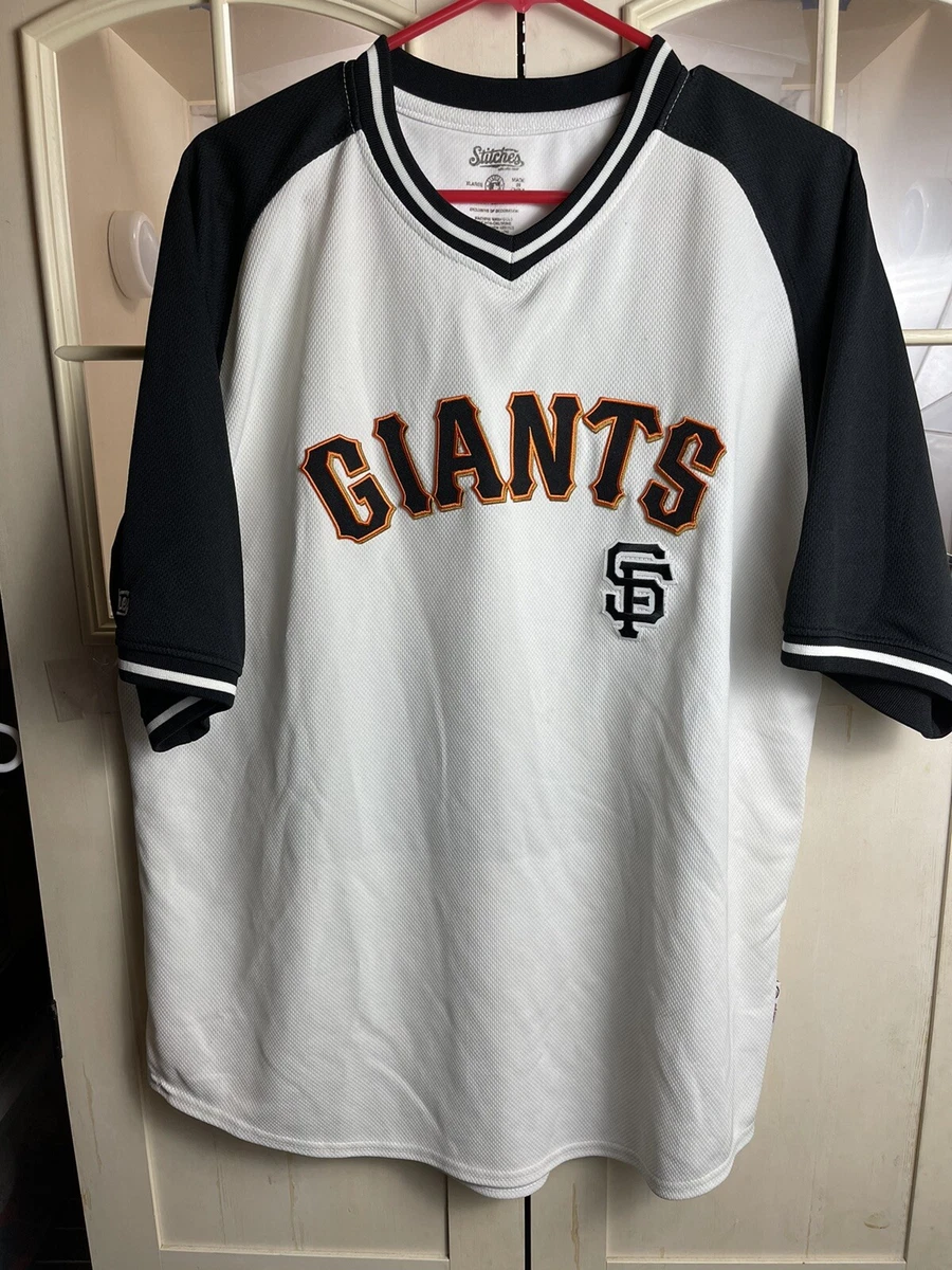 SF Giants Jersey Shirt Adult Mens XL White Black Orange Spell Out Logo  Stitches