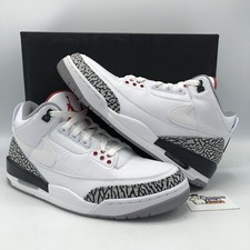 NIKE AIR JORDAN RETRO 3 JTH NRG WHITE CEMENT GREY FIRE RED SUPER BOWL SIZE 10 JT