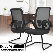 [PAIR SET]Breathable Mesh Back Sled Base Guest Chair Office Reception Clerk Seat