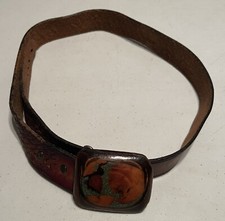 Vintage Bill Boggs Lacquered Wood Turquoise Belt Buckle Southwest H Triplett 70s