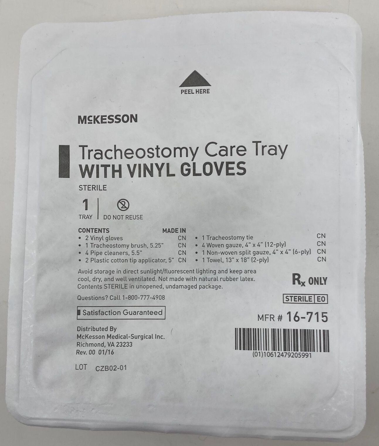 Lot of 16 McKesson Tracheostomy Care Trays Sterile With Vinyl Gloves 16