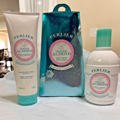 Perlier White Almond 500 Ml Bath Cream & 250ml body cream Gift Set. NEW