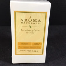 AROMA NATURALS  Relaxing Aromatherapy Pillar Candle Lavender Tangerine NEW