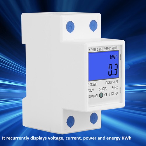 5‑32A 50Hz LCD Display Single Phase Energy KWh Meter DIN Rail Mounting DDS528 U - Picture 2 of 14