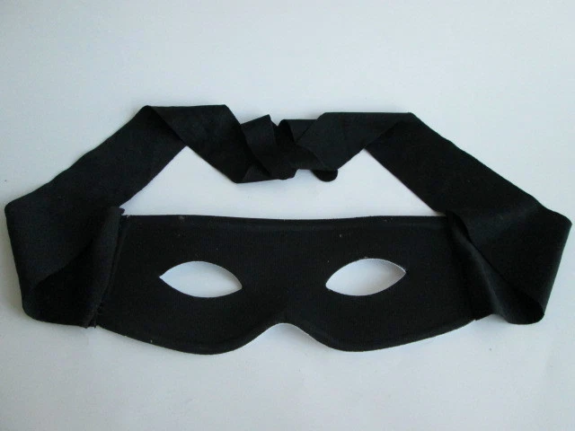 BLACK MASQUERADE HALF ZORRO BANDIT SUPERHERO NINJA LONE RANGER COSTUME EYE MASK - Image 2 of 2