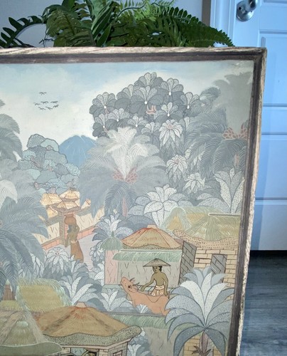VTG 1977 Campuhan Ubud Bali Framed Batik Painting Signed By Artist G.A. OKA - Picture 3 of 15