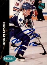 Rob Pearson Signed Auto 1991-92 Parkhurst Rookie card Toronto Maple Leafs. rookie card picture