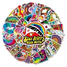 Classic 60's Hippie Tie Die Stickers Vinyl Decals Music Oldies Pack Lot 50pcs