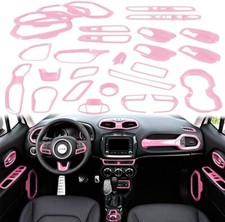 31pcs Car Interior Accessories Cover Trim Kit Pink For Jeep Renegade 2015-2020