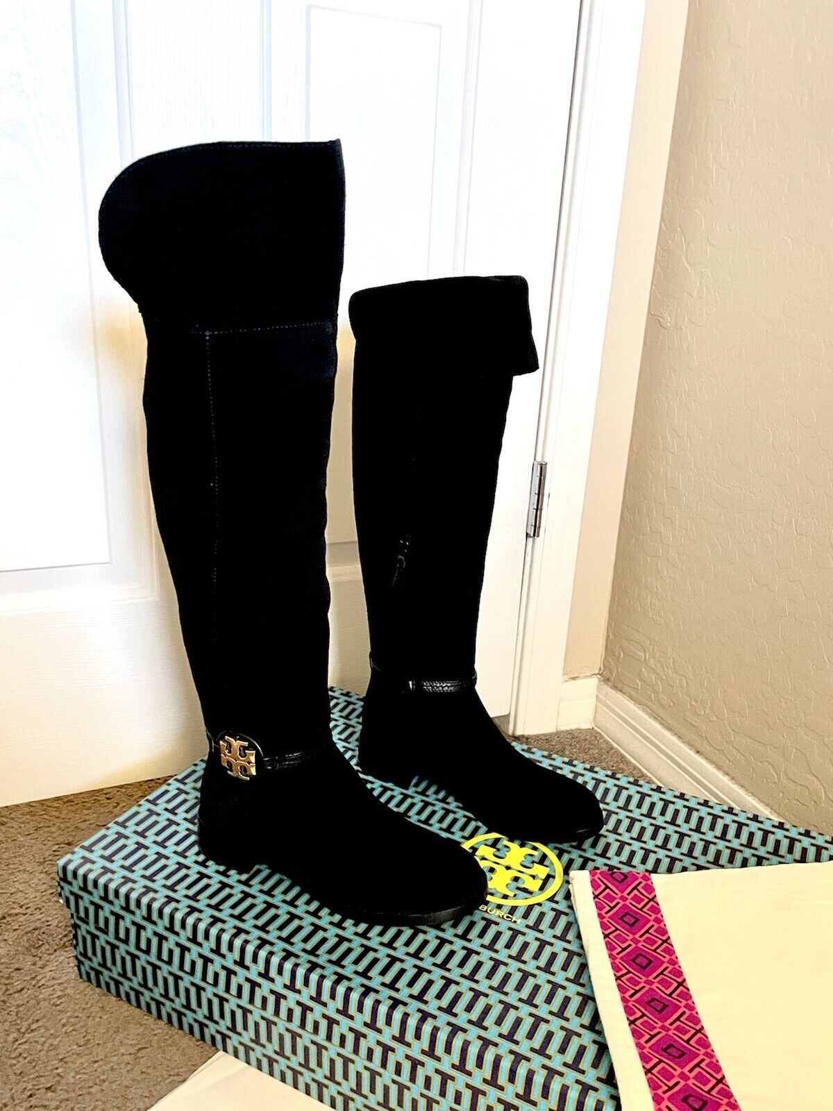 TORY BURCH MILLER BLACK SUEDE OVER THE KNEE BOOTS  & Dust Bag NEW  192485282191 | eBay