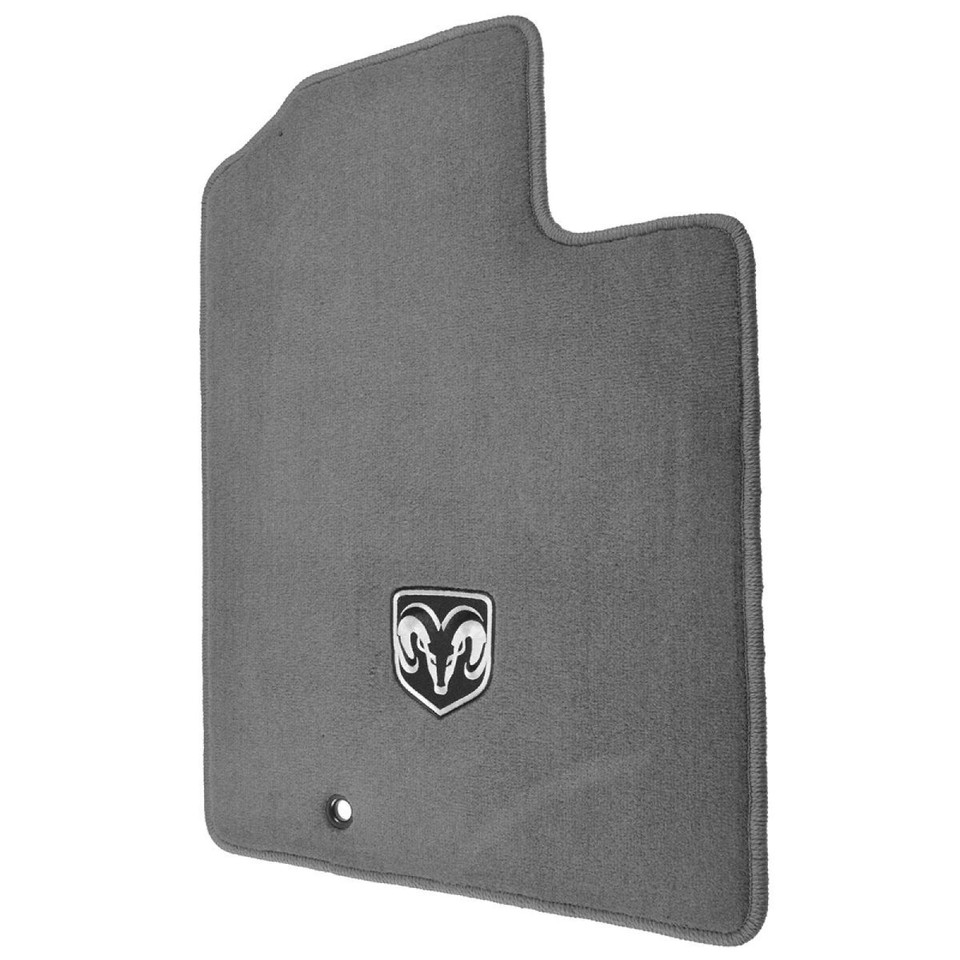 OEM Carpeted Floor Mats Embroidered Rams Head Gray Front Pair for Ram ...