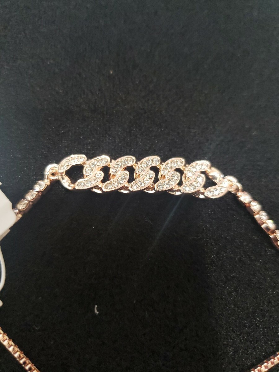 Tahari Rose Gold Tone Rhinestone adjustable Bracelet New | eBay display picture 3