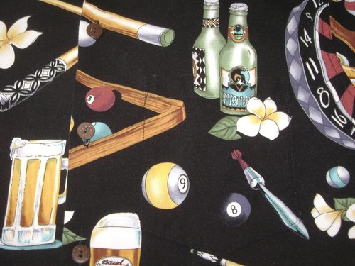 Camisa de billar y dardos con estampado de algodón/rayón descalza cerveza Go talla L - Imagen 3 de 4
