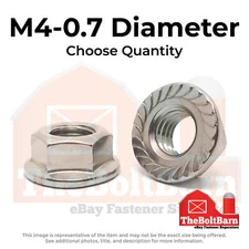 M4-0.7 A4-70 Stainless Steel Serrated Hex Flange Nuts Coarse Thread (Pick Qty)