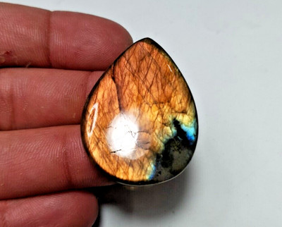 A+ Labradorite Pear Shape Cabochon / Loose Gemstone / Jewelry Making / 47.45 Cts
