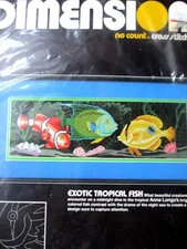 Dimensions NO COUNT Cross Stitch Kit EXOTIC TROPICAL FISH Longo NIP FREE SHIP