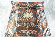 Rodeo Drive Scarf Wrap 33.5" x 34.5" Orange Aqua Brown Geometric Print