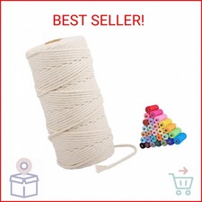 FLIPPED Macrame Cord,3mm x109 Yards 100 Natural Macrame Cords Colored Cotton Ma
