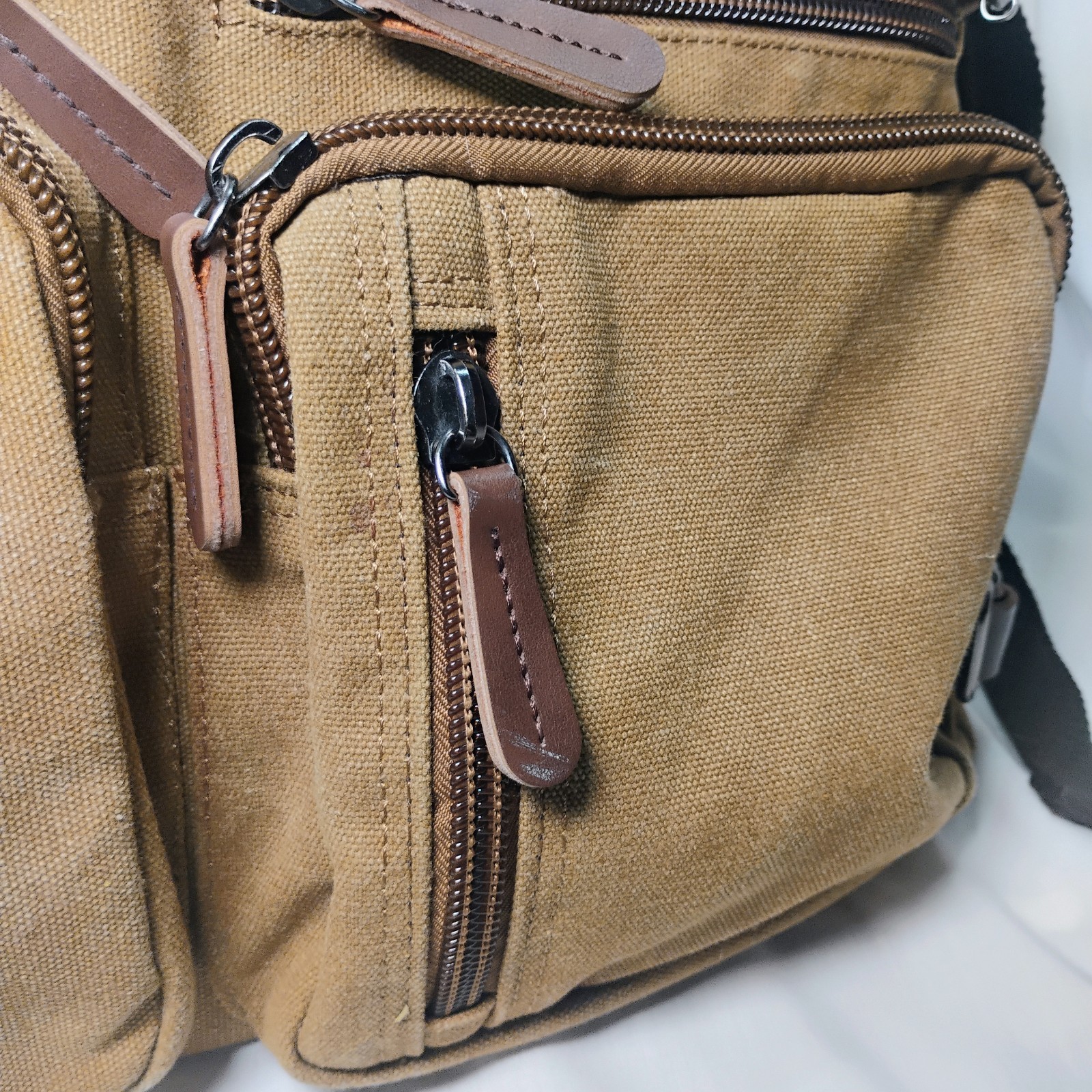 Large Brown Convertible Backpack  Bag Multi Pocke… - image 4