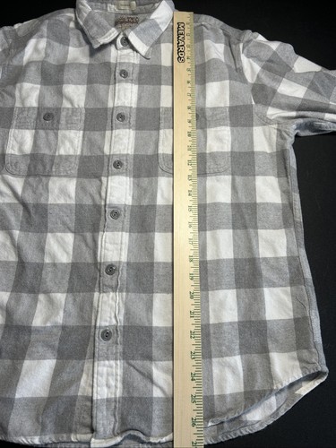 J Crew Mid-Weight Flannel Men’s L Gray White Plaid LS Button Up Shirt *stain - Bild 5 von 7
