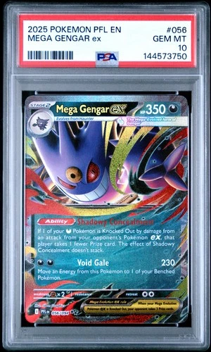 2025 POKEMON PFL EN-PHANTASMAL FLAMES #056 MEGA GENGAR EX PSA 10