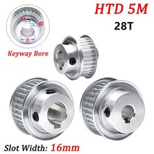 HTD 5M Timing Belt Pulley BF-Type 28T Keyway Bore, For 15mm Wide Timing Belt