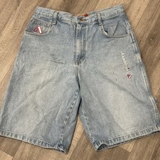 Akademiks Y2K Blue Jean Shorts Size 34 Baggy Fit