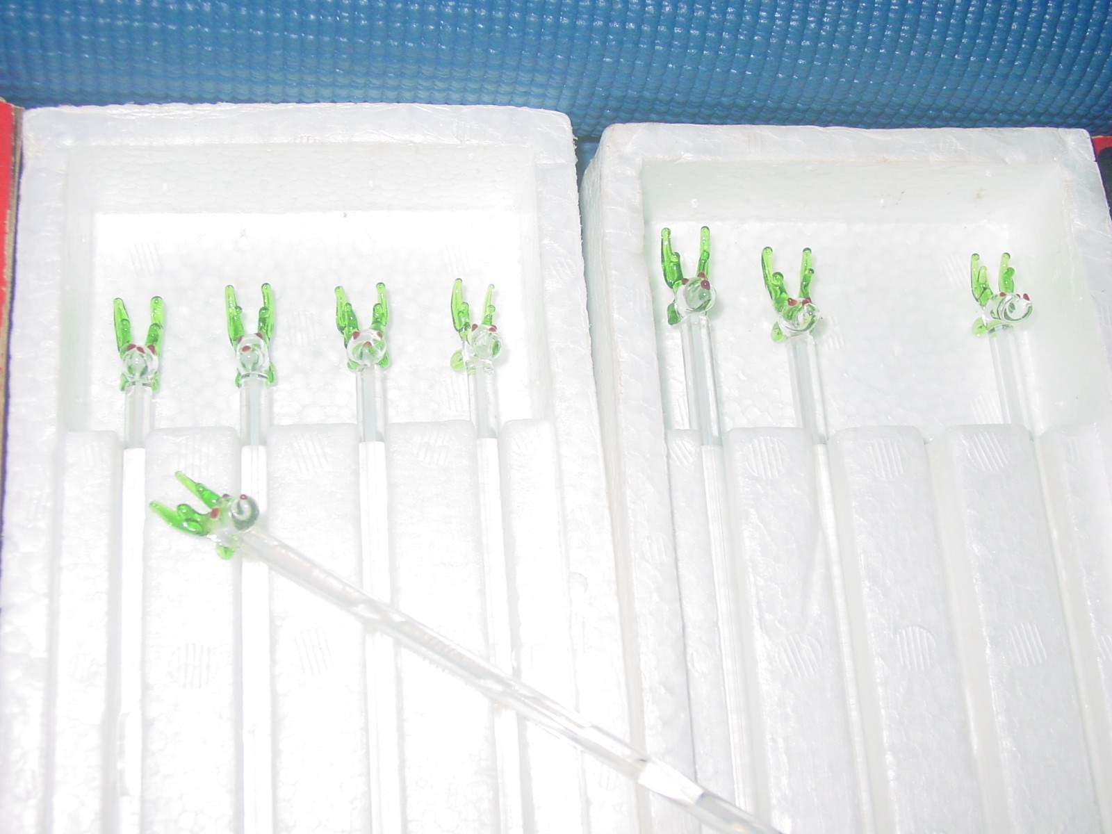 8 GEORGES BRIARD HOLIDAY DEER GLASS SWIZZLE STIR STICKS DRINK COCKTAIL BAR  MCM