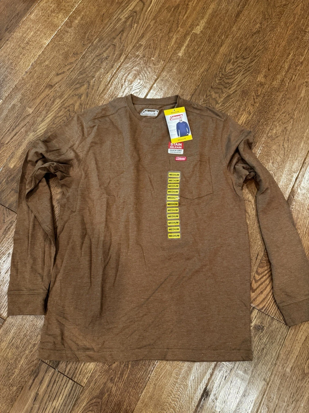Coleman Mens Walnut Heather Long Sleeve Quick Dry T Shirt Size M