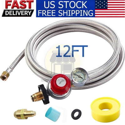 #ad #ad 12FT High Pressure Adjustable Propane Gas Regulator Hose Indicator Stainless $28.99