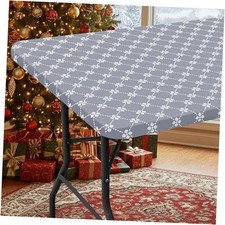 Rectangle Vinyl Table Cloth, Elastic Fitted 72" x 30" Rectangular 1 Grey