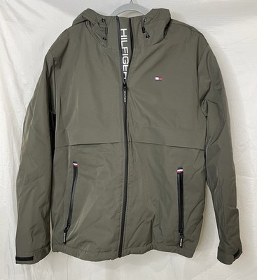 Tommy Hilfiger Men's Stretch Wind / Water Resistant Hood Jacket XL Olive Green