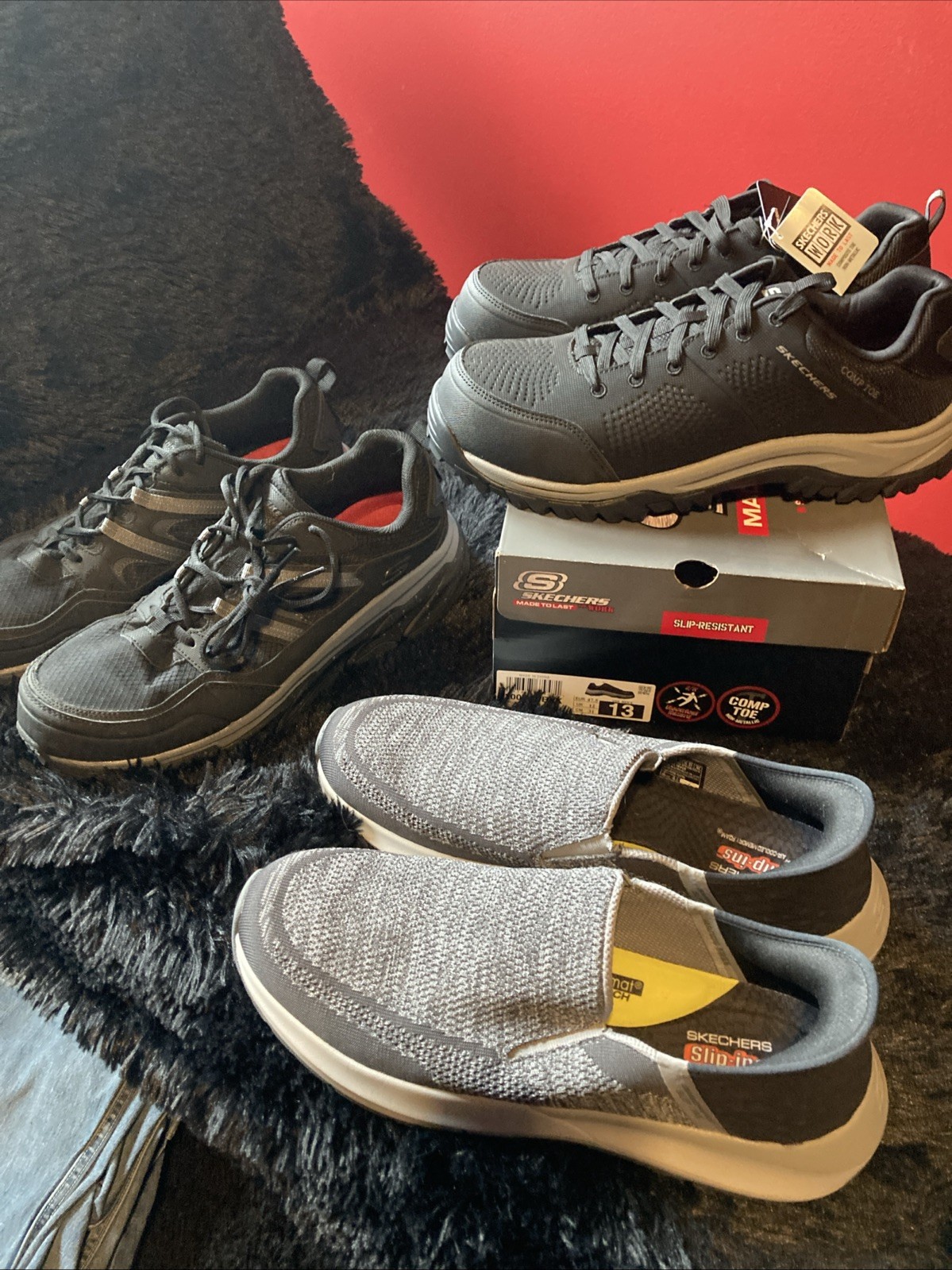 Lotto scarpe da lavoro e casual Skechers 3 paia uomo 13 scarpe antinfortunistiche e slip ins NUOVE!