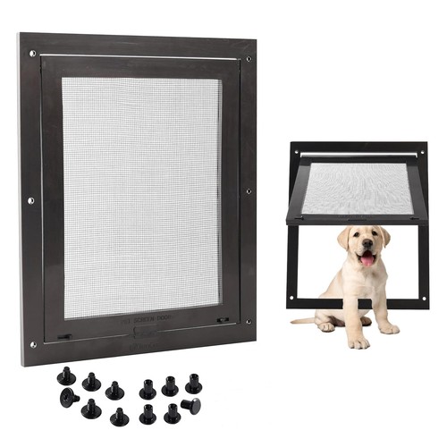 7.87" x 11.42" Pet Screen Door Flap Fits Dogs & Cats Up to 30 Lbs - Black