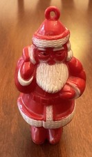 Vtg Hard Dark Red Plastic 3.25 Mid Century Santa Claus Candy Holder Christmas
