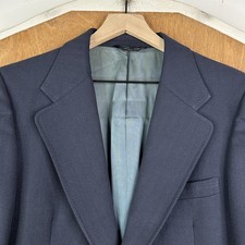 1960s Blazer Mens 40S Navy Blue Herringbone 2...