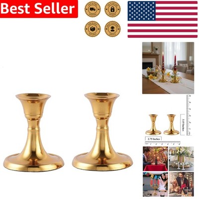 Chic Gold Mini Candlestick Holders Set 2 Metal Taper Decor Dining Table Accents