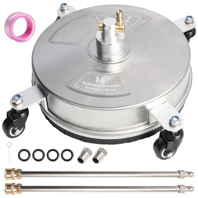 #ad Hourleey 14quot; Pressure Washer Surface Cleaner Stainless Steel 14 Inch Silver $76.50