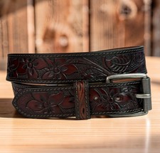 Western Belt Handmade Strap Women Full Grain Leather Buckle Cowboy Rodeo Belt