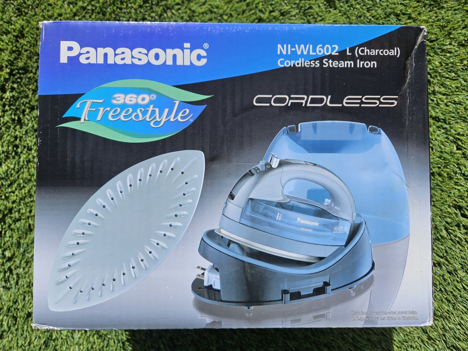 NEW Panasonic 360 Freestyle Cordless Steam Iron, CHARCOAL NI-WL602-L