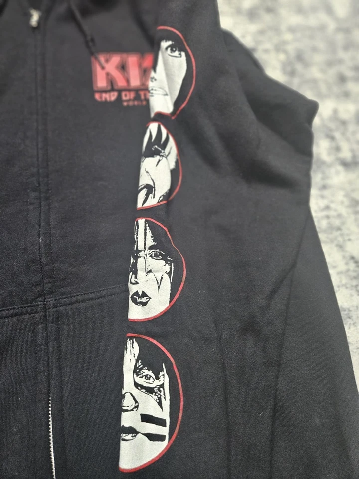 KISS End Of The Road 世界巡回赛连帽衫全拉链黑色运动衫,尺寸 M  — 第 4/4 张图片