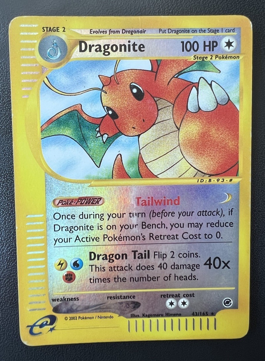 Dragonite 043/165 Expedition Base Set Reverse Holo Vintage Pokemon MP🔥